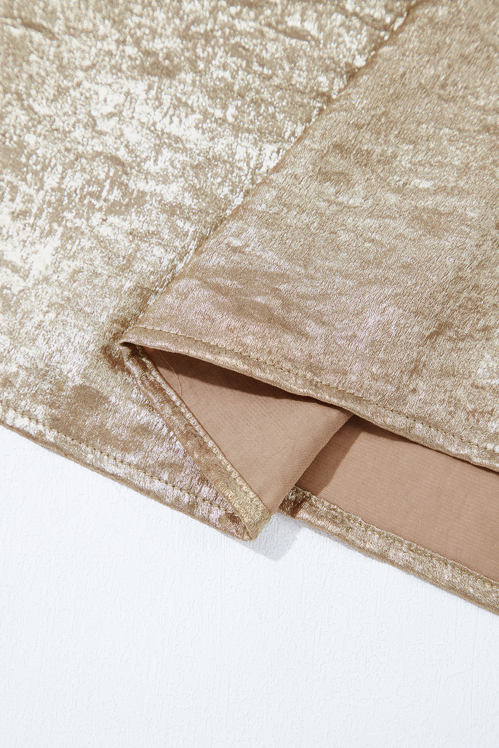 Plus Size Gold  Metallic V Neck Short Sleeve Blouse