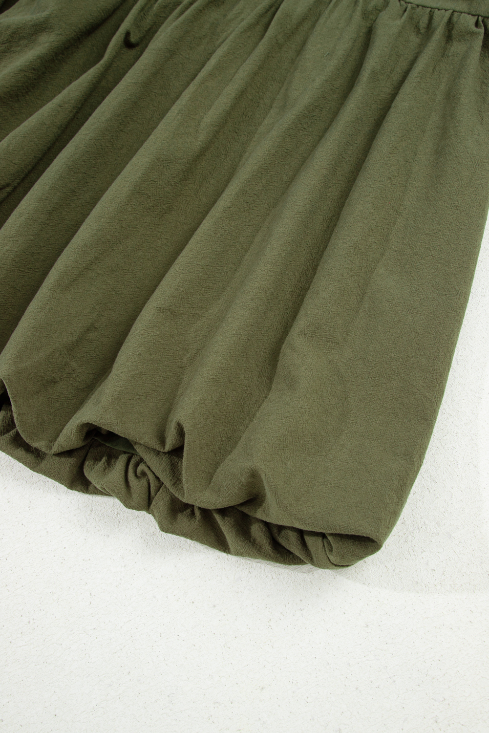 Plus Size Four Leaf Clover  Collar Half Button Long Sleeve Ruffle Hem Mini Dress