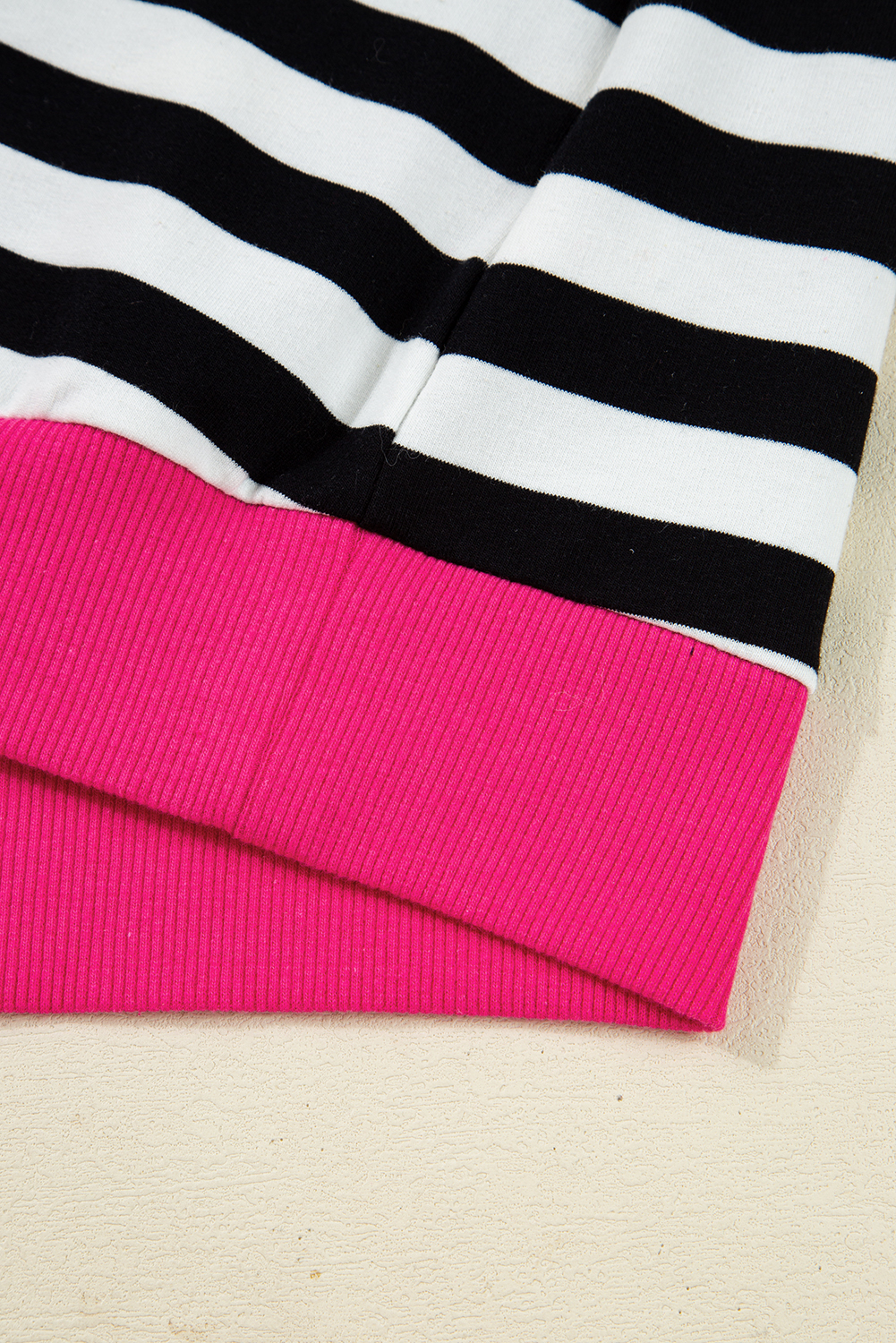 Plus Size Black Stripe Color Block Edge Pullover and Shorts  Set