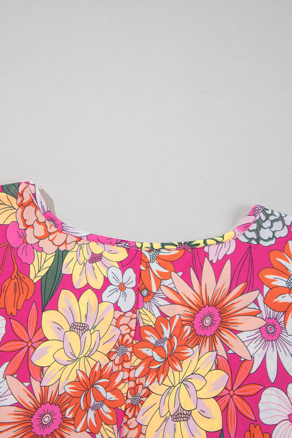 Plus Size Rose  Floral Print Ruffle Short Sleeve Blouse