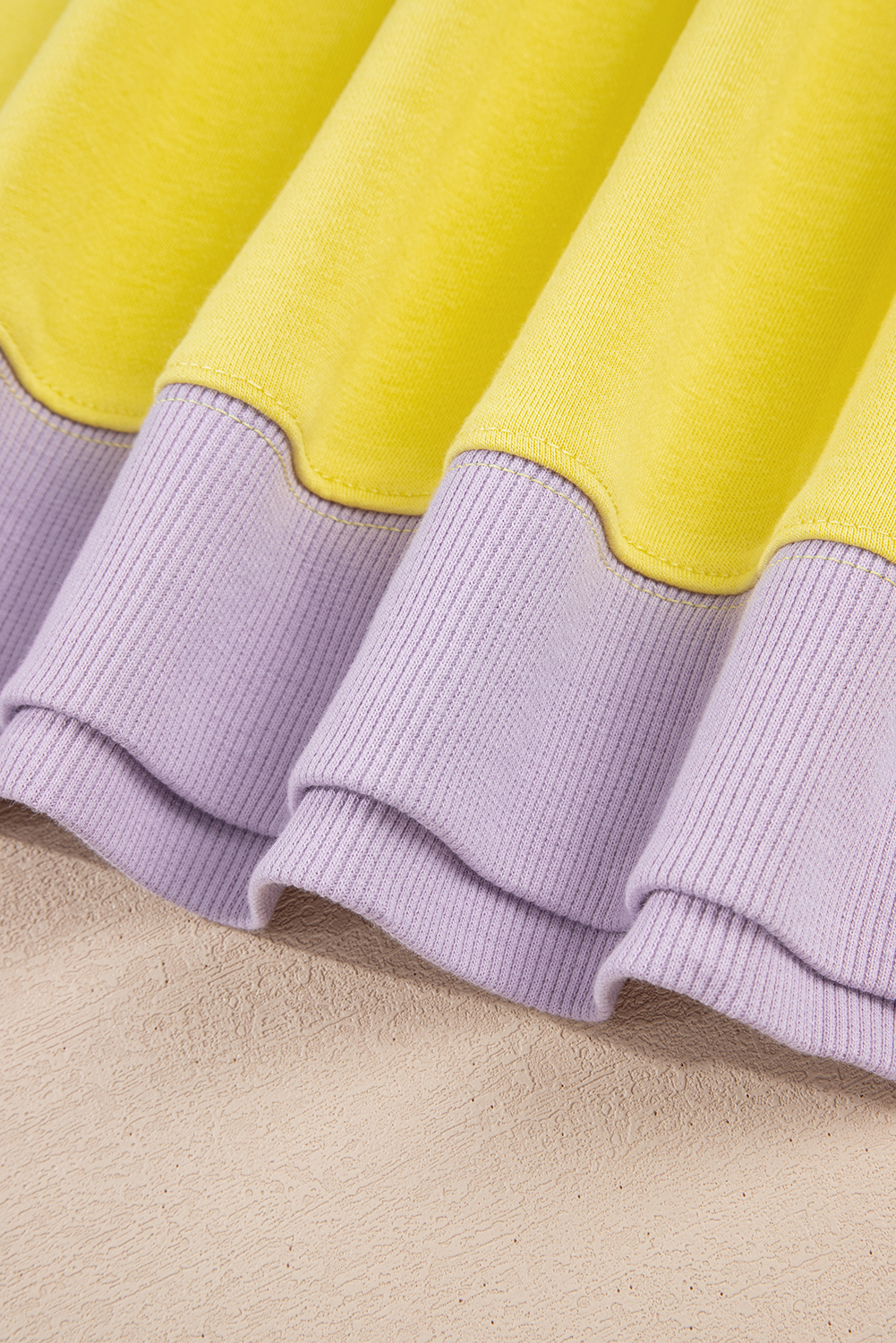 Plus Size Yellow Striped Color Block Patchwork Crewneck  Pullover Sweatshirt