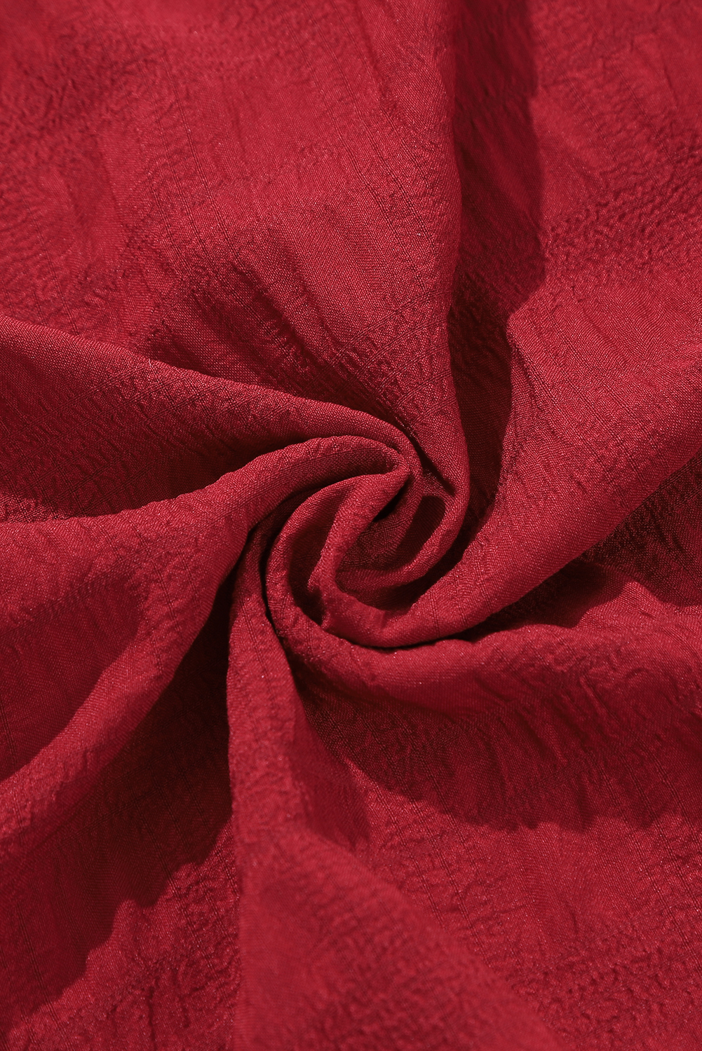 Plus Size Fiery Red Lace-up Ruched Front Long Sleeve Ruffle Hem  Midi Dress