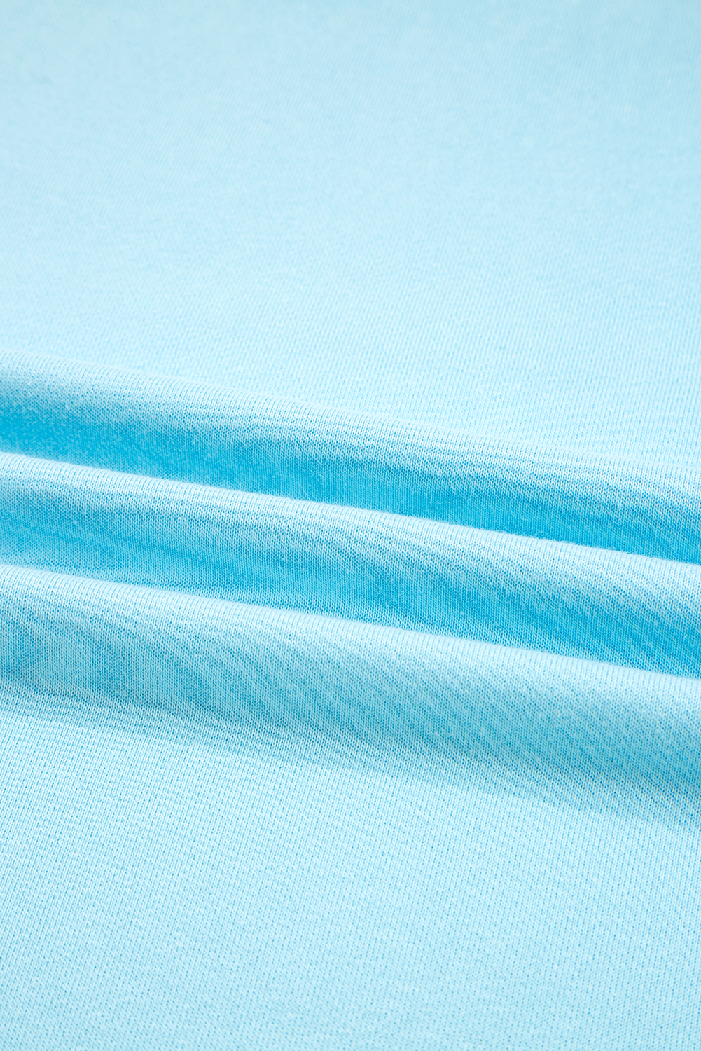 Plus Size Aruba Blue  Solid Color Splicing Raw Hem Pullover Top Shorts Set