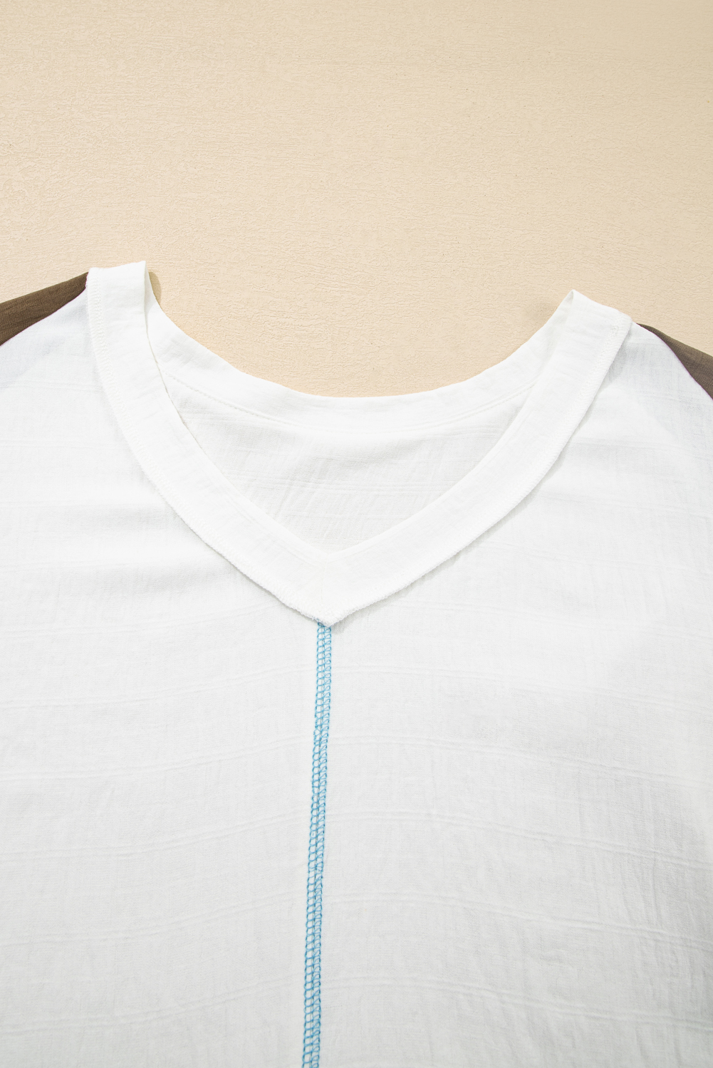 Plus Size Green Colorblock Lace Patchwork Balloon Sleeve V Neck  Blouse