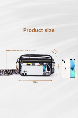 Black Leopard Strap Clear Crossbody Bag