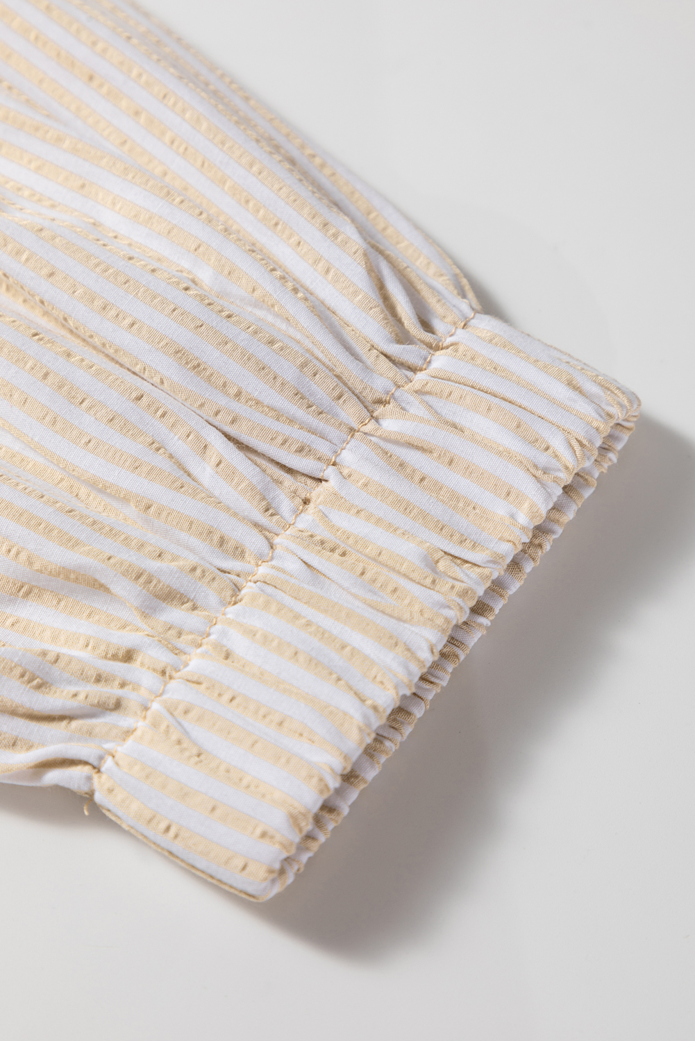 Plus Size Khaki Stripe Mix Half Zip French Terry  Sweatshirt