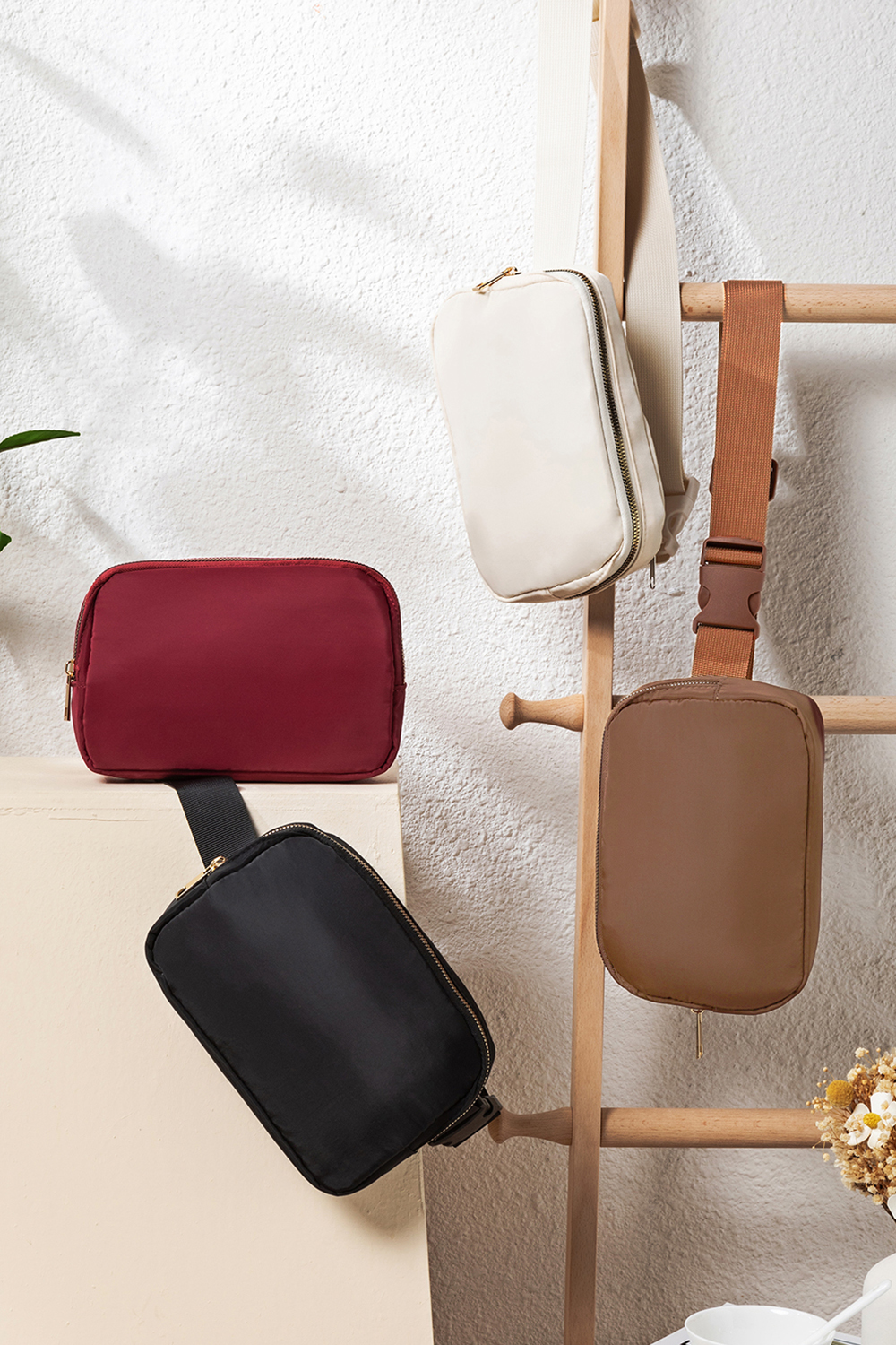 Brown Waterproof Zipped Crossbody Bag 20*5*14cm
