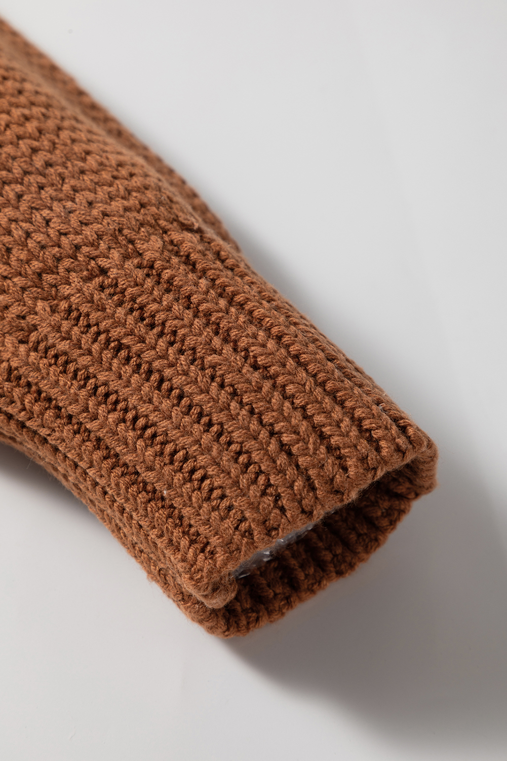 Plus Size Light French Beige Contrast Stitch Detail Color Block Knitted  Sweater