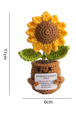 Ginger Handmade Crochet Flower Pot Emotional Support Decoration with Organic Size Variations