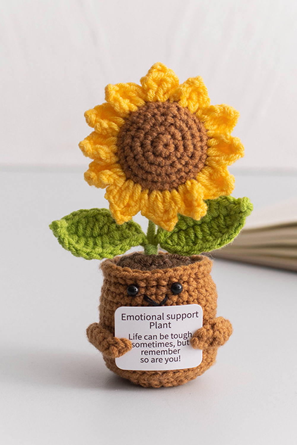 Ginger Handmade Crochet Flower Pot Emotional Support Decoration with Organic Size Variations