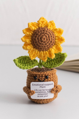 Ginger Handmade Crochet Flower Pot Emotional Support Decoration with Organic Size Variations