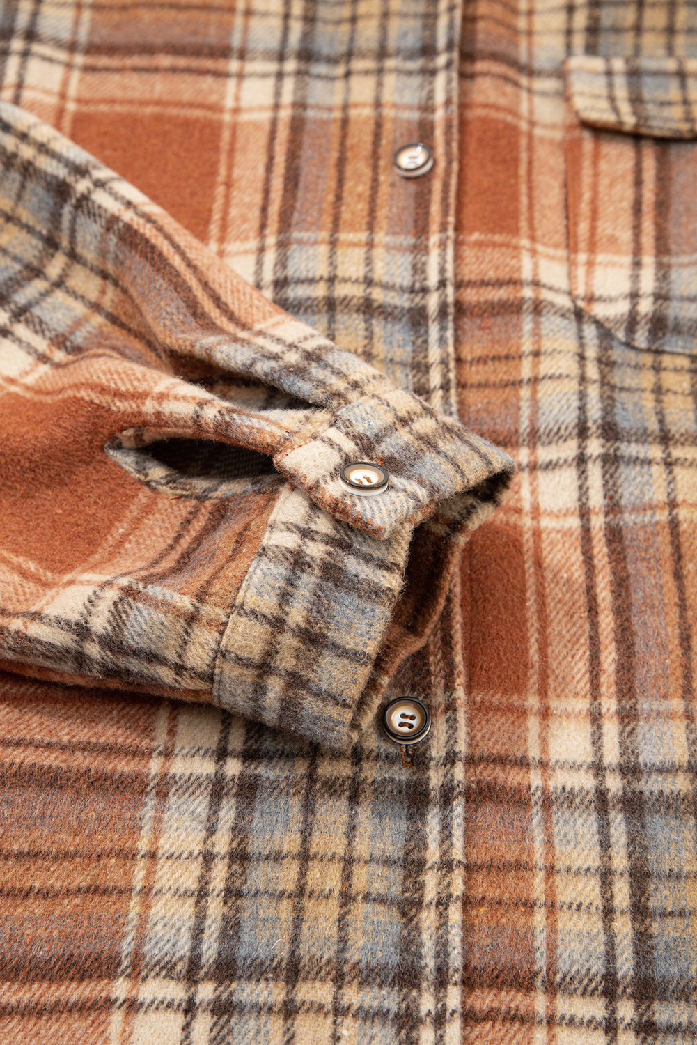 Plus Size Brown Plaid Print Flap Pocket Buttoned  Shacket