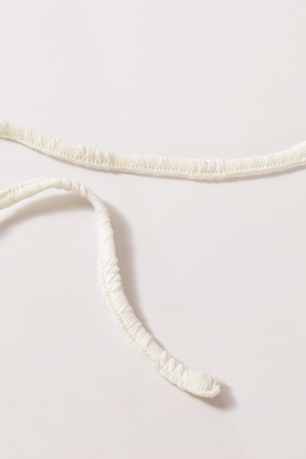 Beige Floral Patchwork Textured Knit Drawstring V Neck Blouse