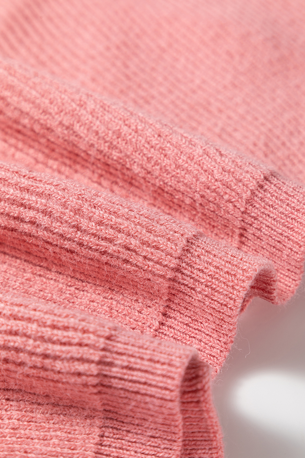 Plus Size Light Pink Ribbed Knit Half Sleeve  Poncho Style Sweater