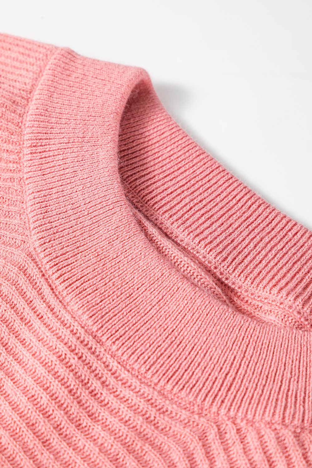 Plus Size Light Pink Ribbed Knit Half Sleeve  Poncho Style Sweater