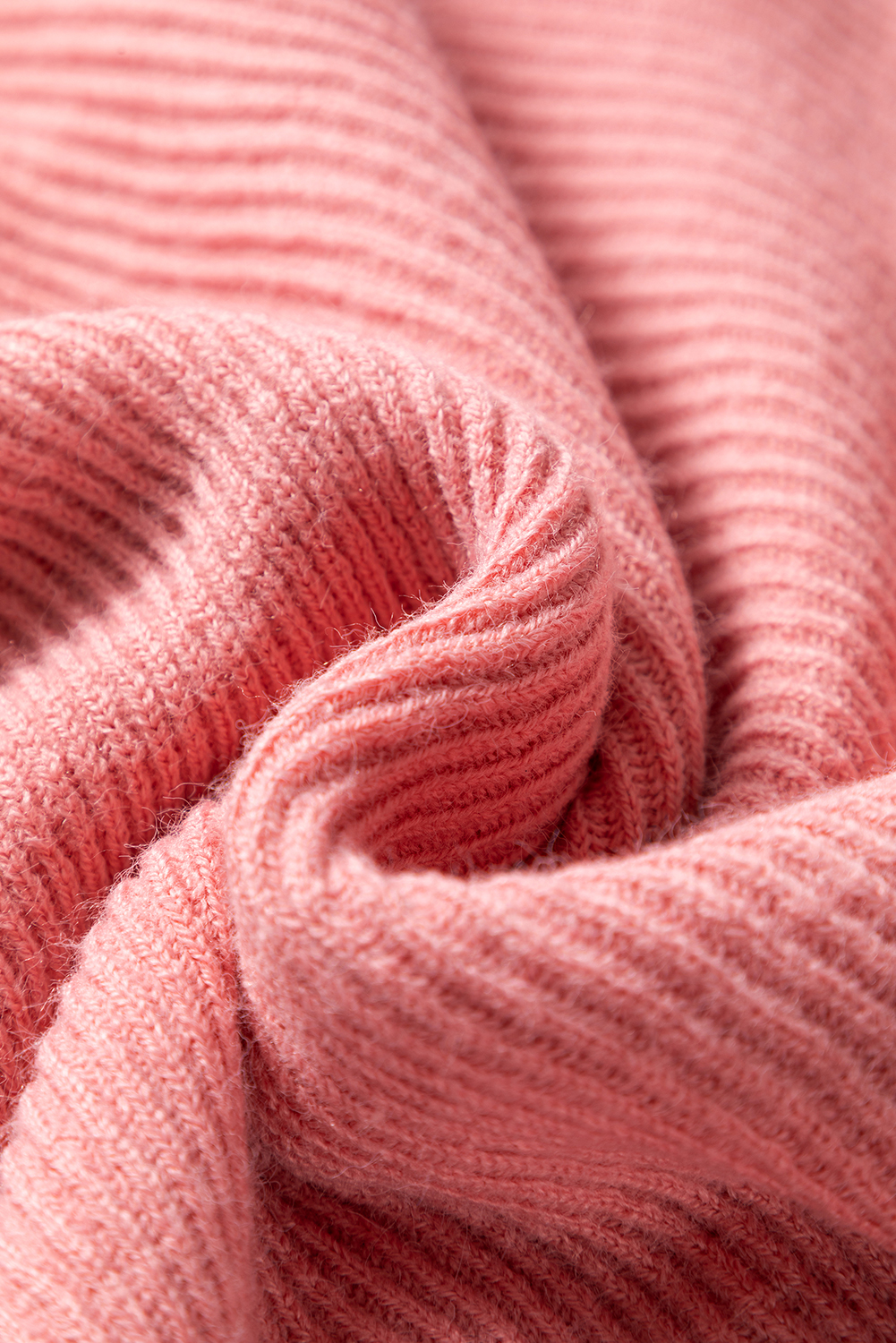 Plus Size Light Pink Ribbed Knit Half Sleeve  Poncho Style Sweater