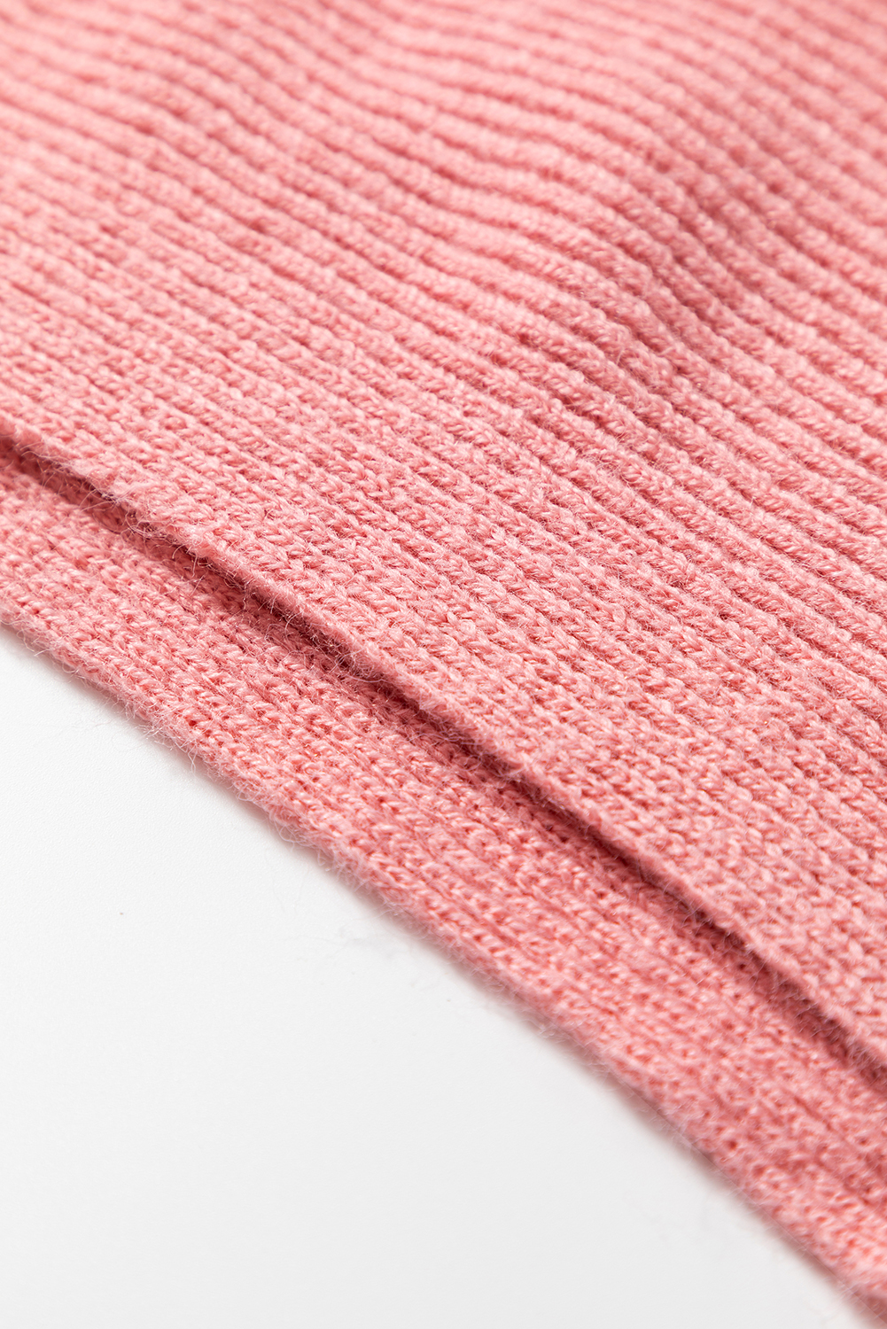 Plus Size Light Pink Ribbed Knit Half Sleeve  Poncho Style Sweater