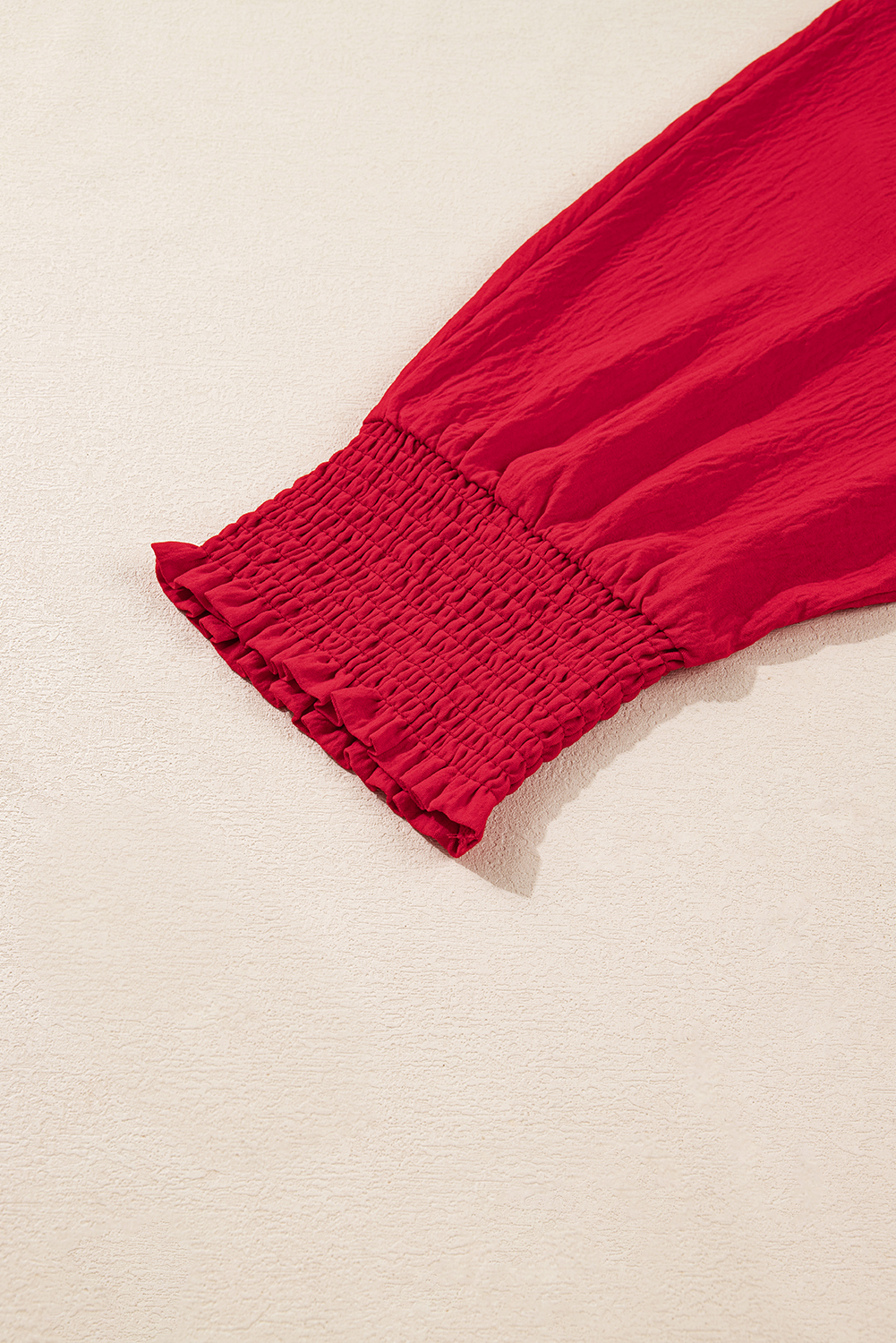 Plus Size Fiery Red  Smocked Cuff Dolman Oversized Tunic Blouse