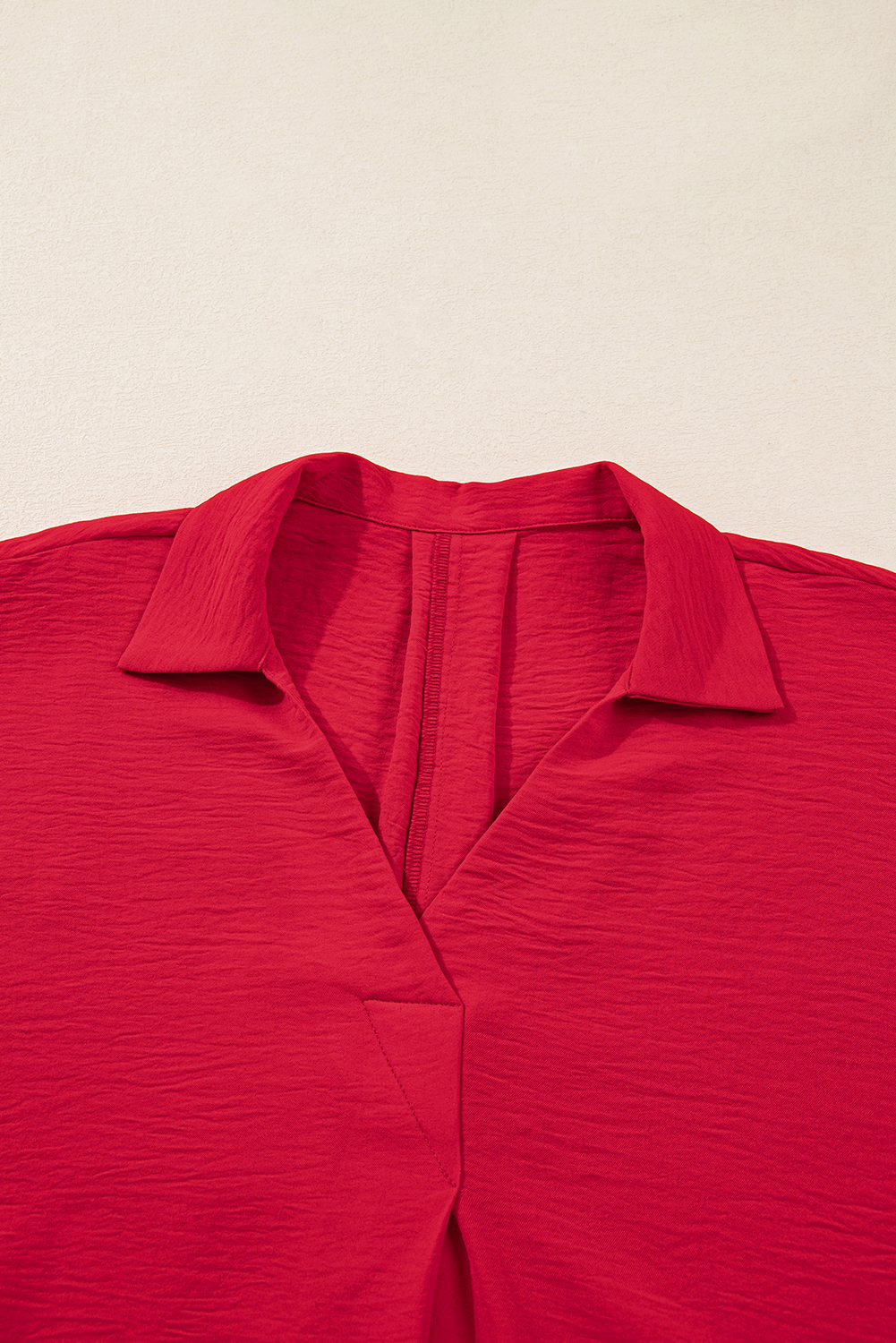 Plus Size Fiery Red  Smocked Cuff Dolman Oversized Tunic Blouse