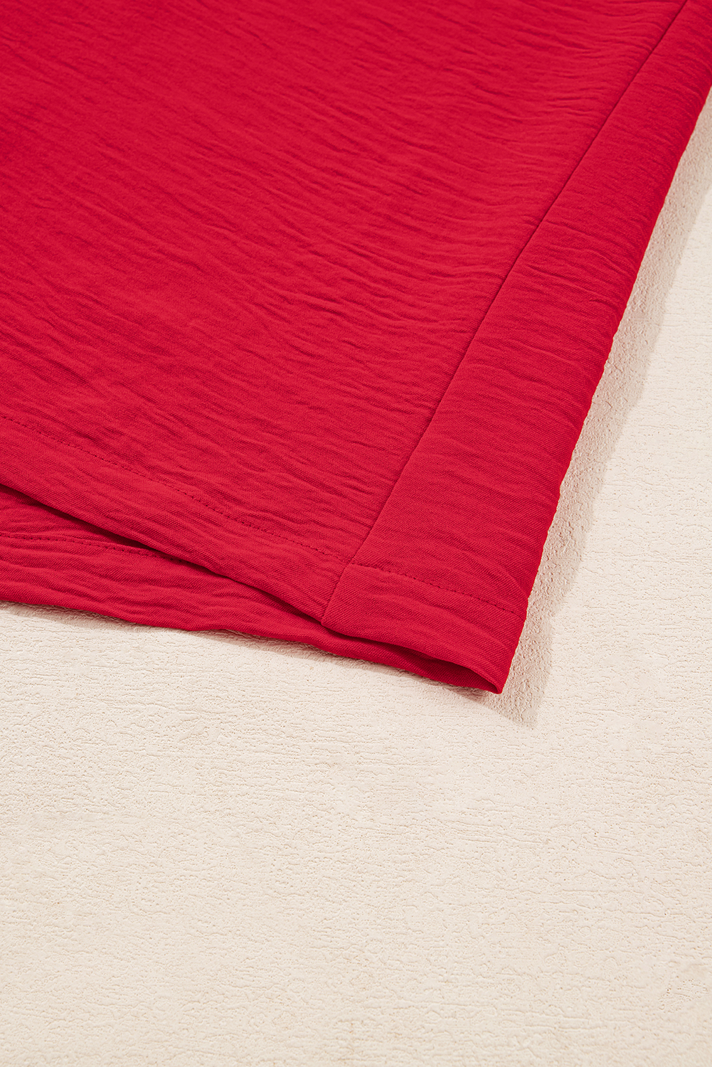 Plus Size Fiery Red  Smocked Cuff Dolman Oversized Tunic Blouse