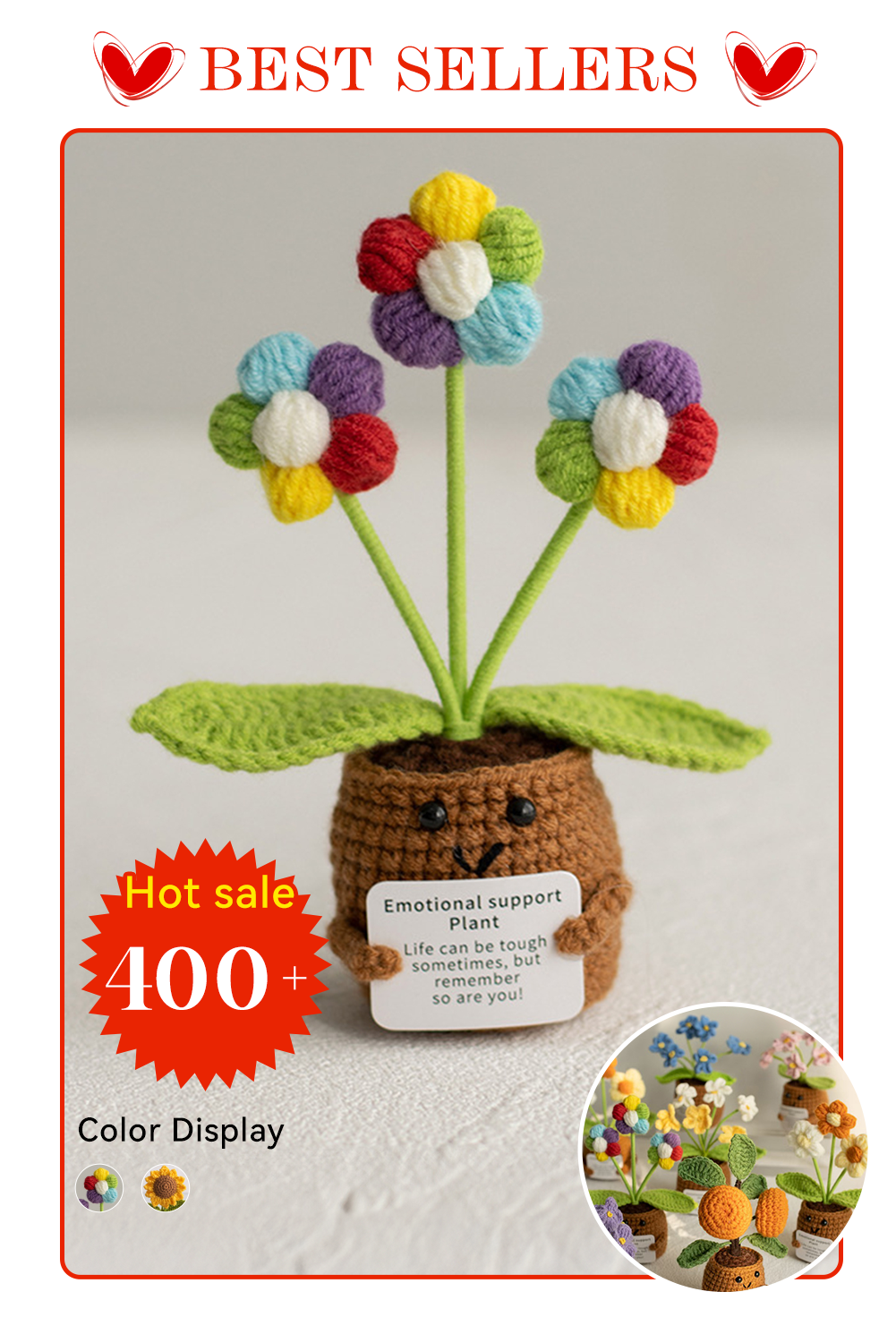 Coffee Handmade Crochet Flower Pot Emotional Support Decoration with Organic Size Variations
