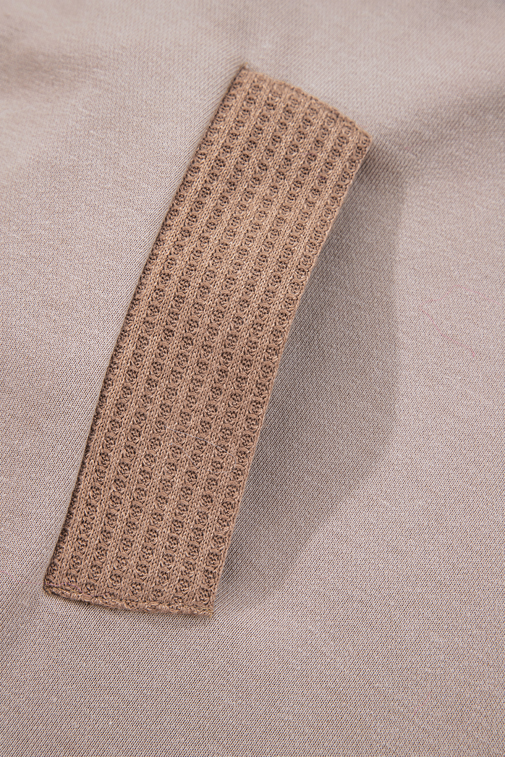 Plus Size Goat Waffle Contrast Patchwork  Pocketed Hoodie