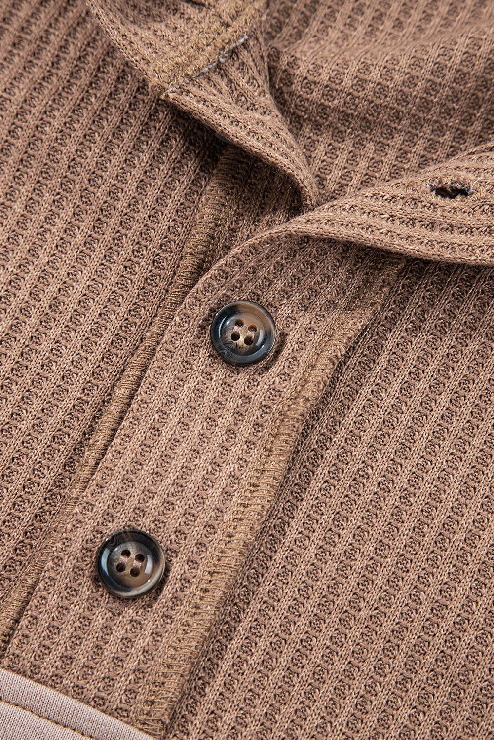 Plus Size Goat Waffle Contrast Patchwork  Pocketed Hoodie