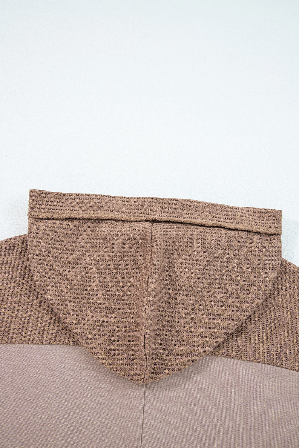 Plus Size Goat Waffle Contrast Patchwork  Pocketed Hoodie