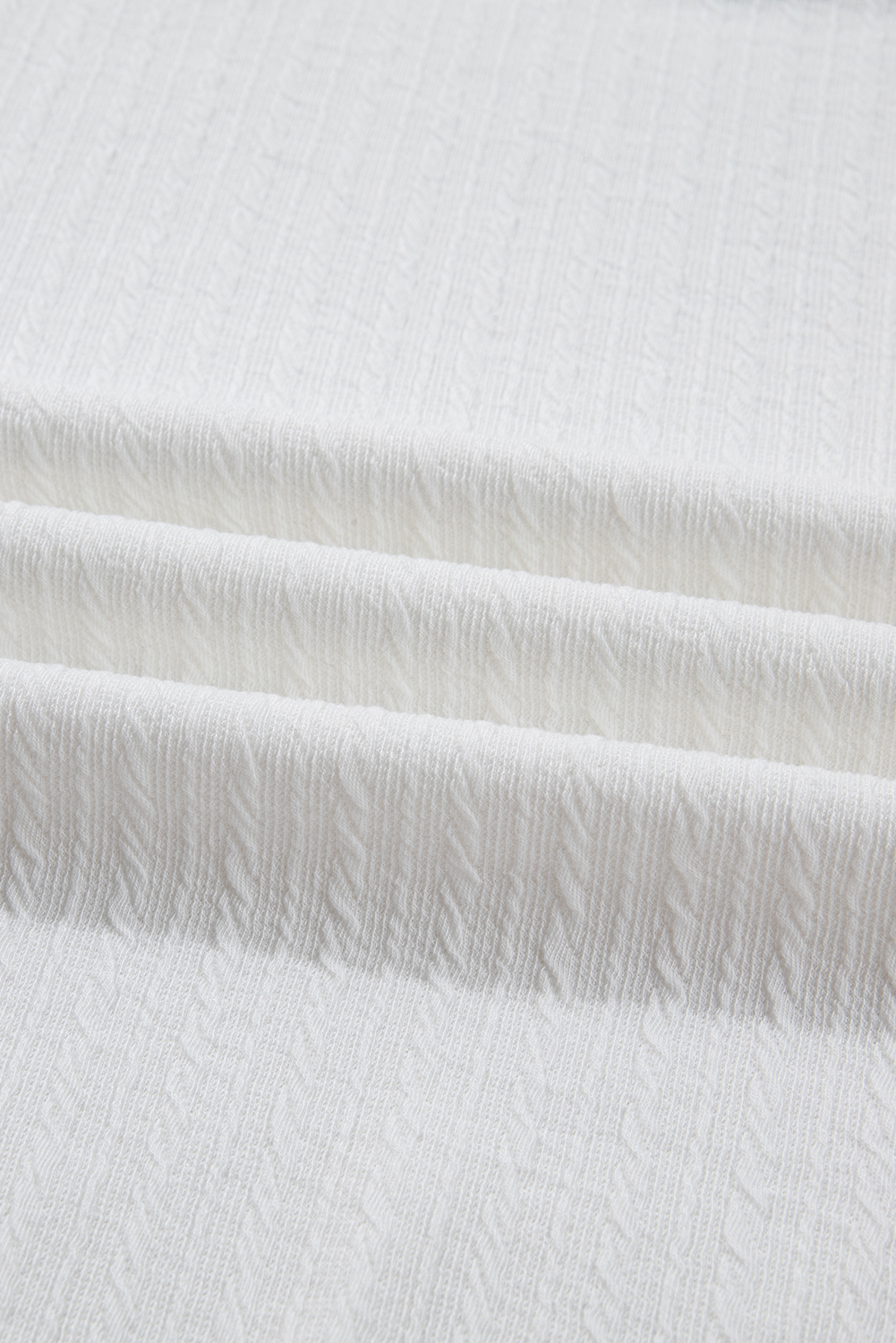 Plus Size White Cable Texture Ribbed Color Block  Knit Top