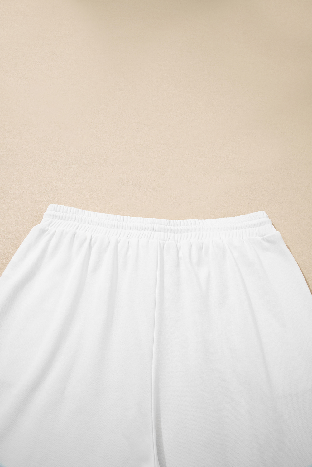 Plus Size White Textured Raw Seam  Pullover Top and Drawstring Pants Set