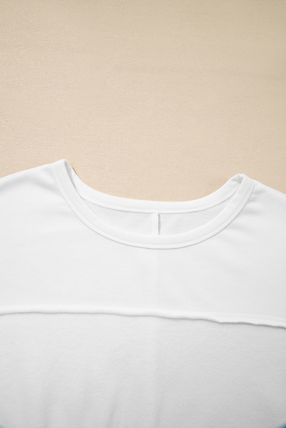 Plus Size White Textured Raw Seam  Pullover Top and Drawstring Pants Set