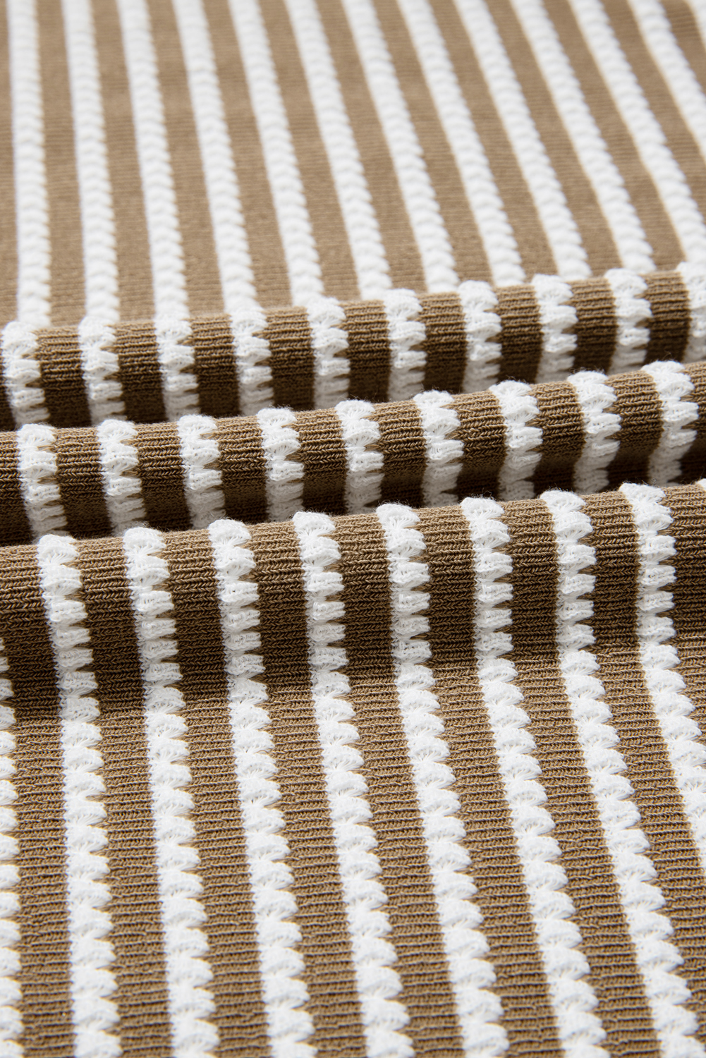 Plus Size Khaki Stripe Textured Dolman Sleeve High Low  Top