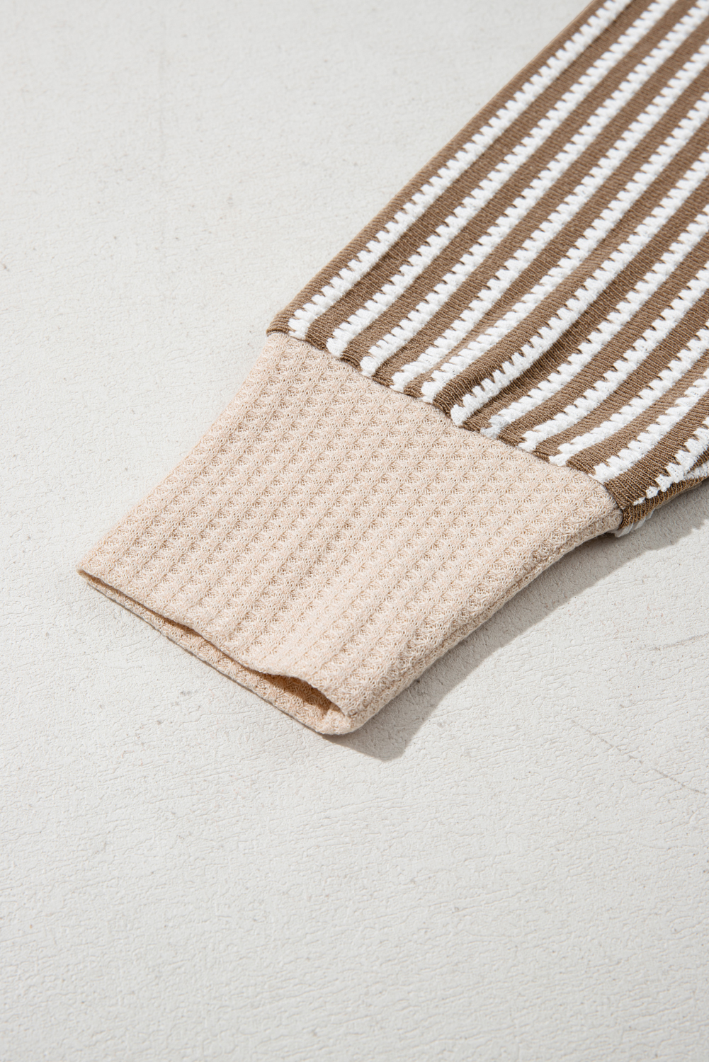 Plus Size Khaki Stripe Textured Dolman Sleeve High Low  Top