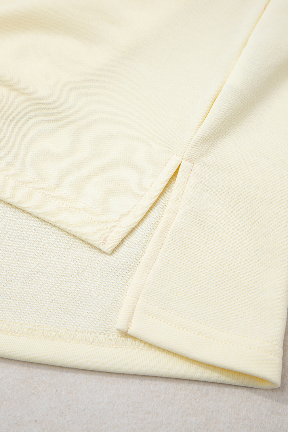 Plus Size Yellow Cream Raw Seam Color Block Patchwork  V Neck Pullover