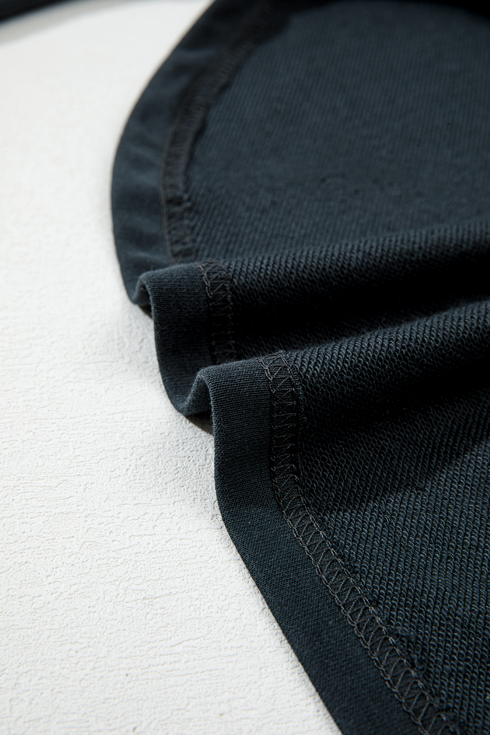 Plus Size Black Studded Decor Ribbed Edge Mineral Wash  Jumper