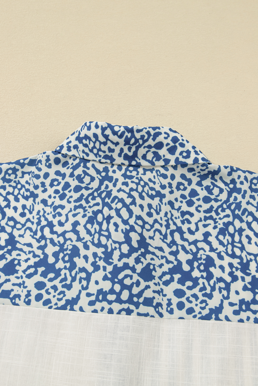 Sky Blue Leopard Striped Patchwork Casual Plus Shirt