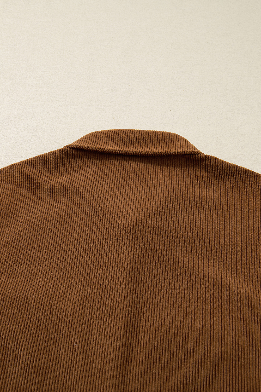 Plus Size Camel Corduroy Full Buttoned Collared Shirt Style  Dress