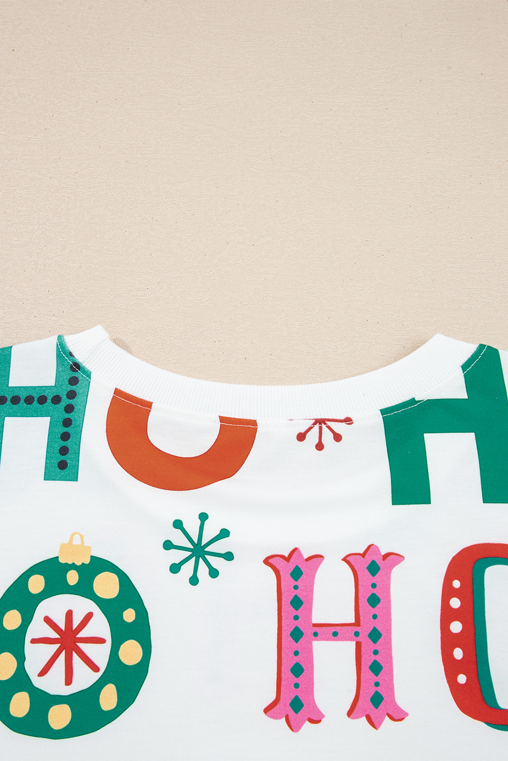 Plus Size White  Christmas Ho Ho Ho Print Long Sleeve Top and Shorts 2pc Lounge Set