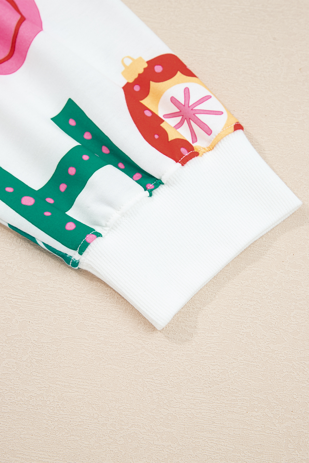 Plus Size White  Christmas Ho Ho Ho Print Long Sleeve Top and Shorts 2pc Lounge Set