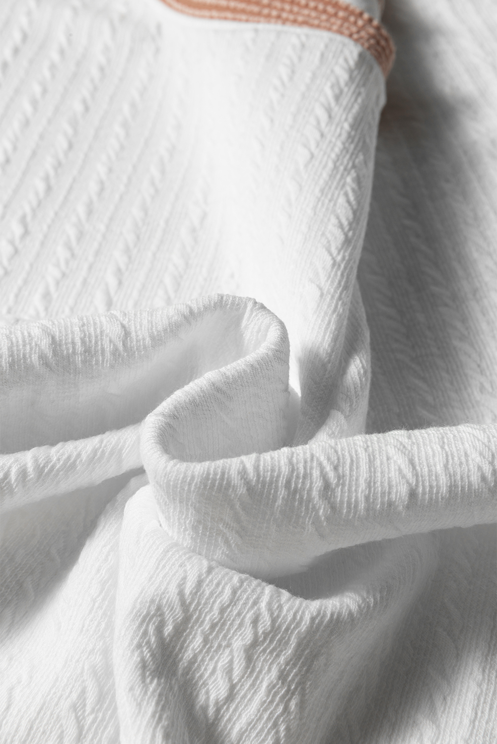 Plus Size White Cable Texture Ribbed Color Block  Knit Top