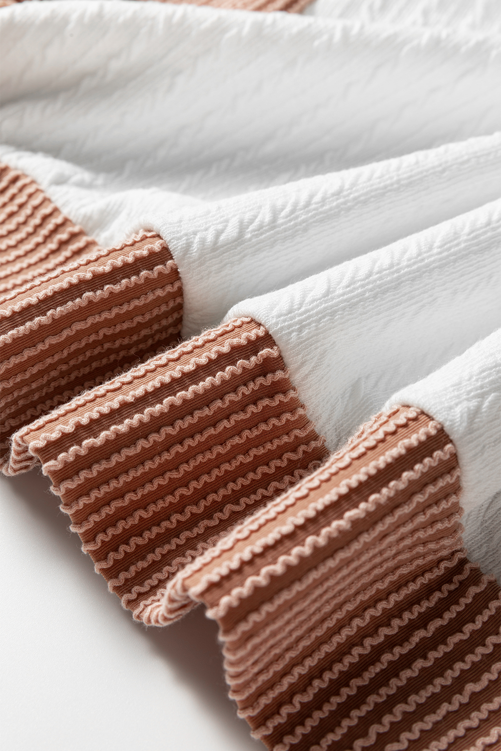 Plus Size White Cable Texture Ribbed Color Block  Knit Top