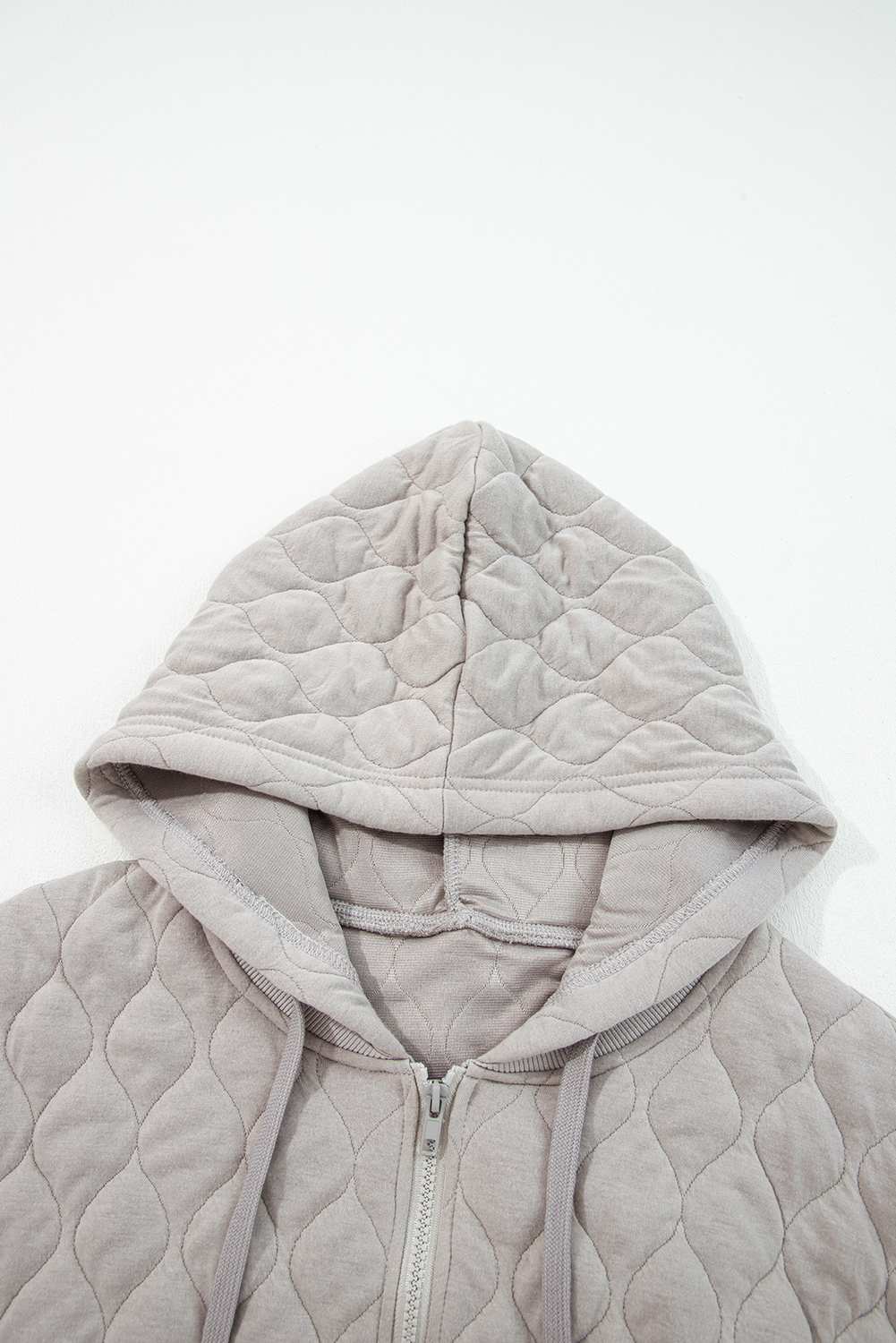 Plus Size Gray Quilted Quarter Zip  Hoodie
