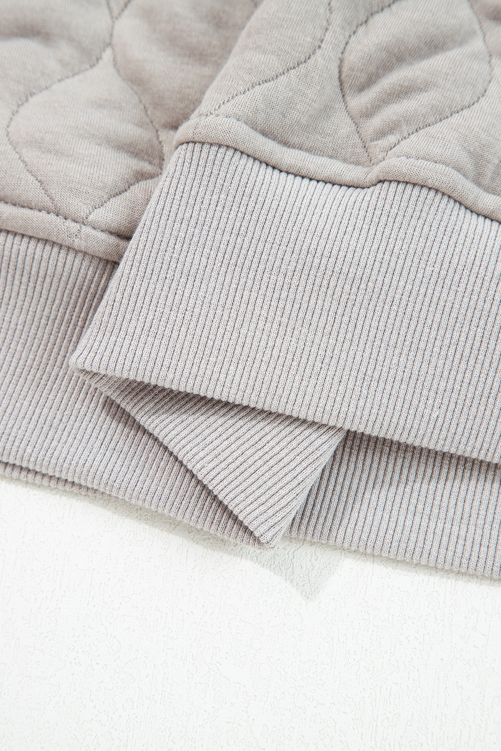 Plus Size Gray Quilted Quarter Zip  Hoodie