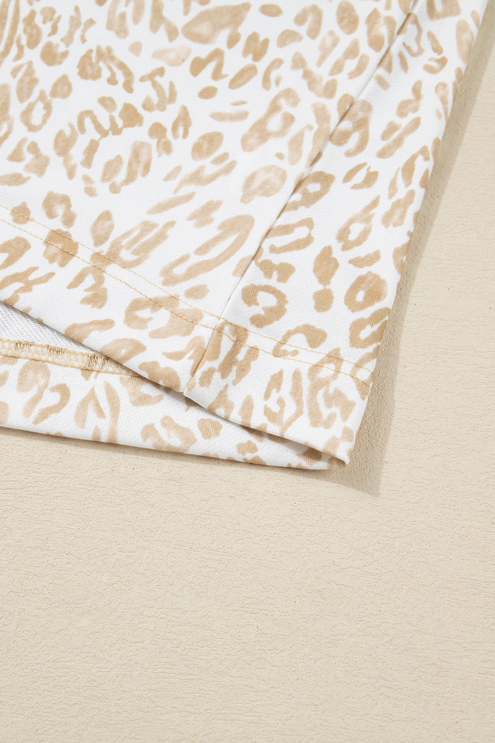 Plus Size Khaki  Ruffled Arm Leopard Sweatshirt