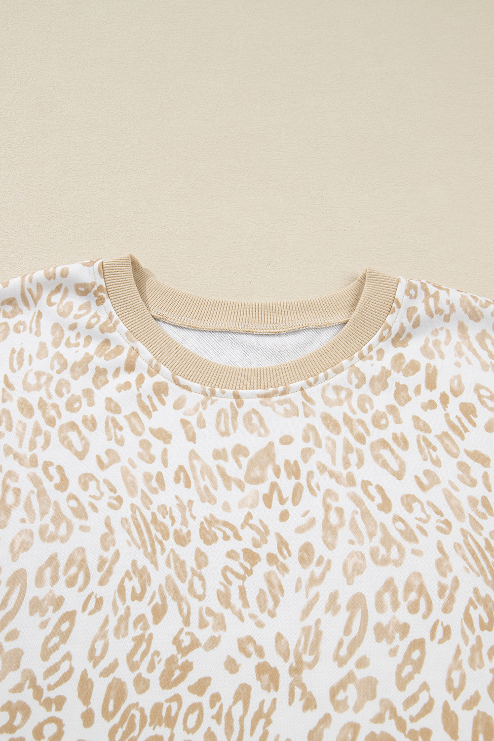 Plus Size Khaki  Ruffled Arm Leopard Sweatshirt