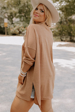 Plus Size Parchment  Drop Shoulder Knit Tunic Top
