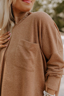 Plus Size Parchment  Drop Shoulder Knit Tunic Top
