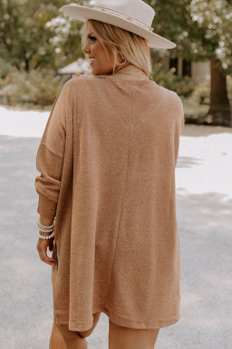 Plus Size Parchment  Drop Shoulder Knit Tunic Top