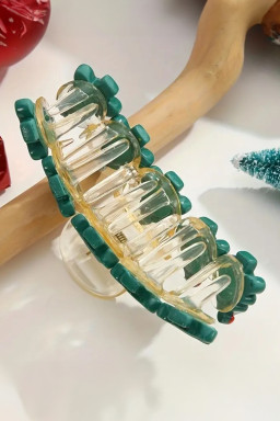 Dark Green Christmas Tree Detail Clear Hair Claw Clip