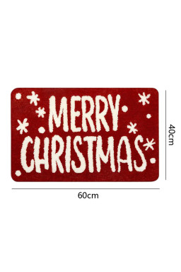 Fiery Red 40*60cm Merry Christmas Print Absorbent Microfiber Entrance Mat